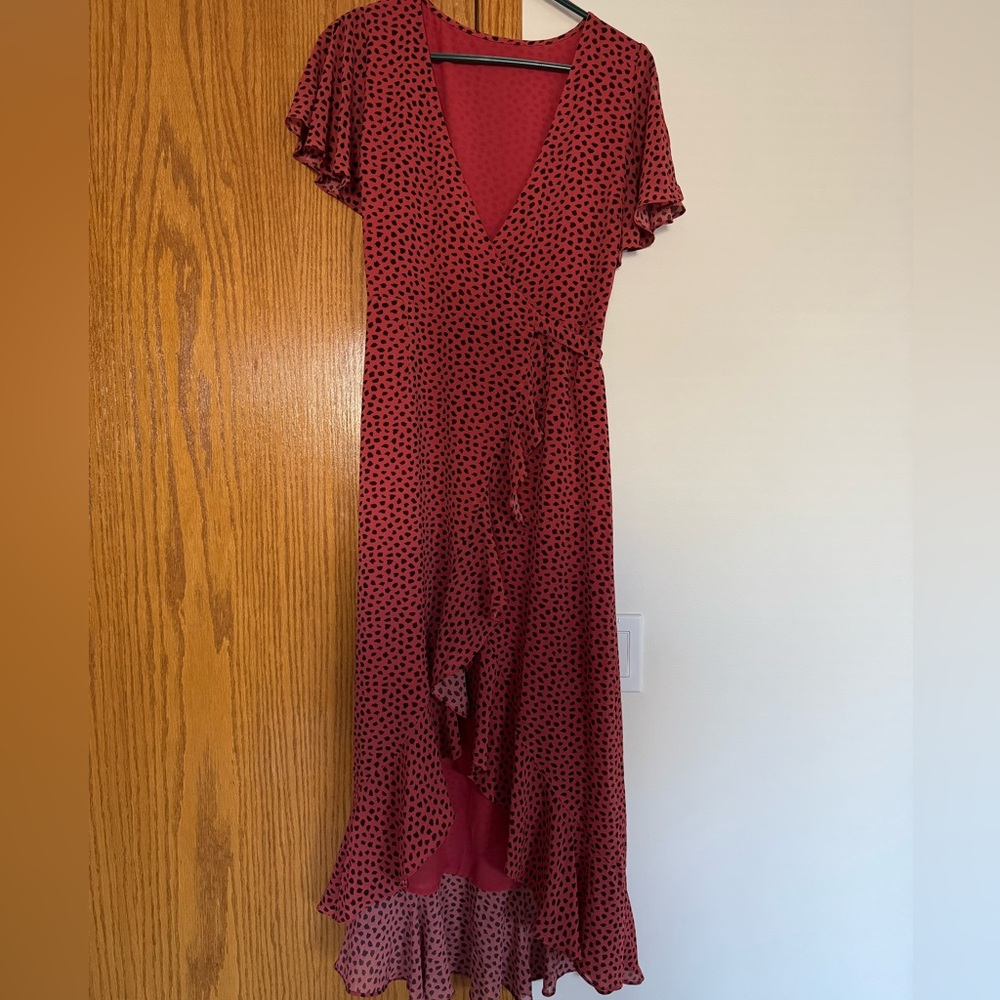 Fun Pink/Red Black Polka Dot Dress